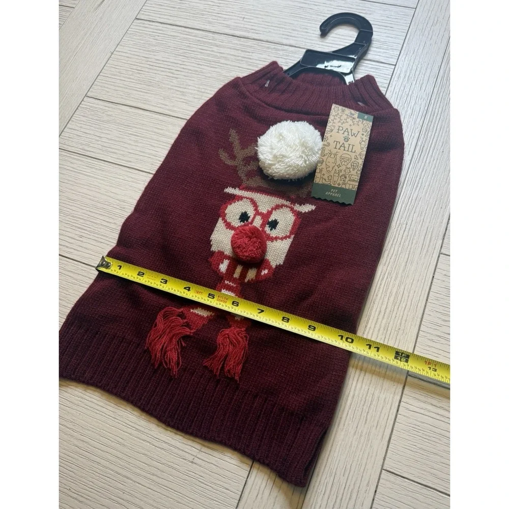 Paw & Tail NWT Pet Holiday Christmas Sweater. Rudolph W/ Pom Pom Nose.‎ Sz S